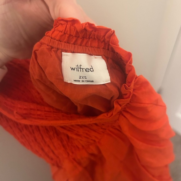 Wilfred Vibrant Orange Cross-back Smocked Dress - Picture 2 of 4